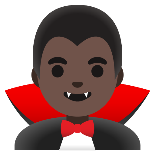 Google design of the man vampire: dark skin tone emoji verson:Noto Color Emoji 15.0