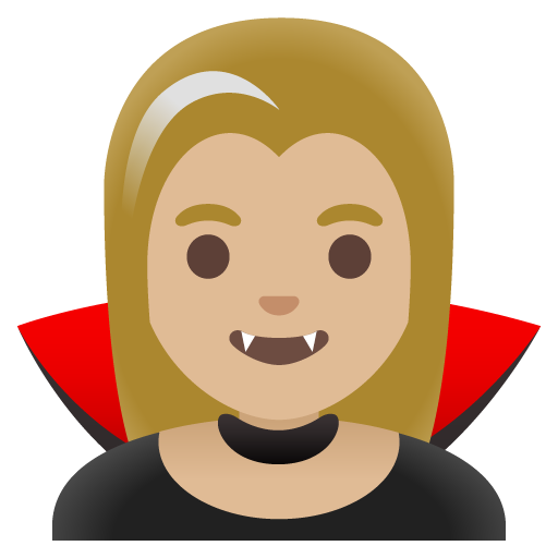 Google design of the woman vampire: medium-light skin tone emoji verson:Noto Color Emoji 15.0