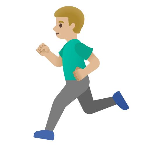 Google design of the man running: medium-light skin tone emoji verson:Noto Color Emoji 15.0
