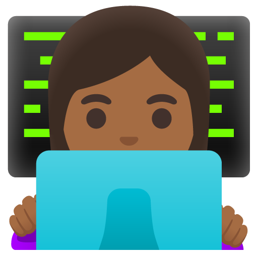 Google design of the woman technologist: medium-dark skin tone emoji verson:Noto Color Emoji 15.0