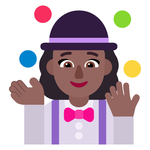 Microsoft design of the woman juggling: medium-dark skin tone emoji verson:Windows-11-22H2