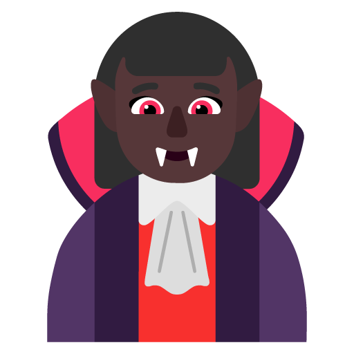 Microsoft design of the woman vampire: dark skin tone emoji verson:Windows-11-22H2