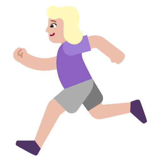 Microsoft design of the woman running: medium-light skin tone emoji verson:Windows-11-22H2