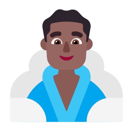 Microsoft design of the man in steamy room: medium-dark skin tone emoji verson:Windows-11-23H2