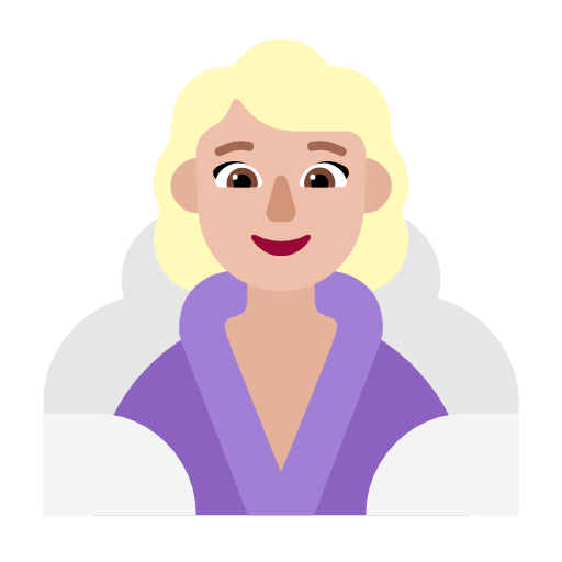 Microsoft design of the woman in steamy room: medium-light skin tone emoji verson:Windows-11-23H2