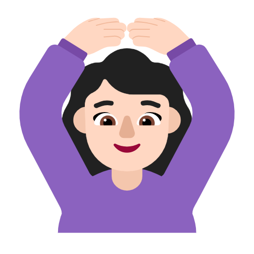 Microsoft design of the woman gesturing OK: light skin tone emoji verson:Windows-11-23H2