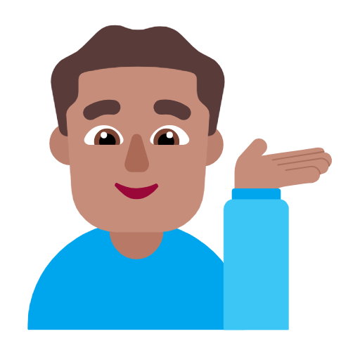 Microsoft design of the man tipping hand: medium skin tone emoji verson:Windows-11-23H2
