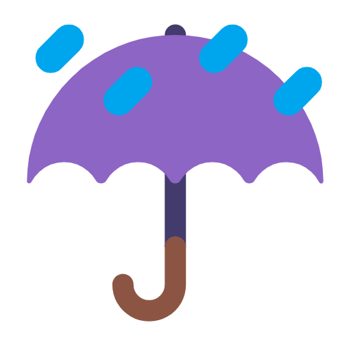Microsoft design of the umbrella with rain drops emoji verson:Windows-11-23H2