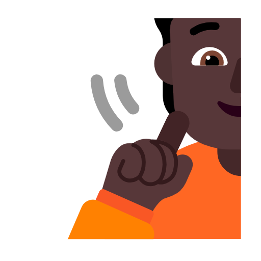 Microsoft design of the deaf person: dark skin tone emoji verson:Windows-11-23H2