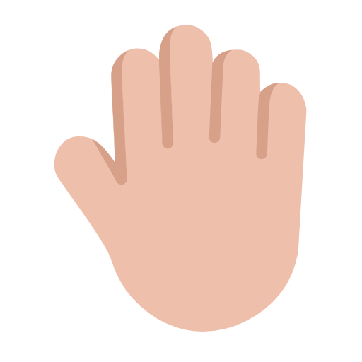 Microsoft design of the raised back of hand: medium-light skin tone emoji verson:Windows-11-23H2