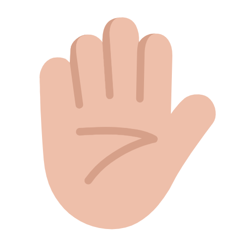 Microsoft design of the raised hand: medium-light skin tone emoji verson:Windows-11-23H2