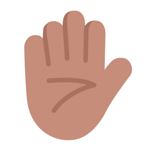 Microsoft design of the raised hand: medium skin tone emoji verson:Windows-11-23H2
