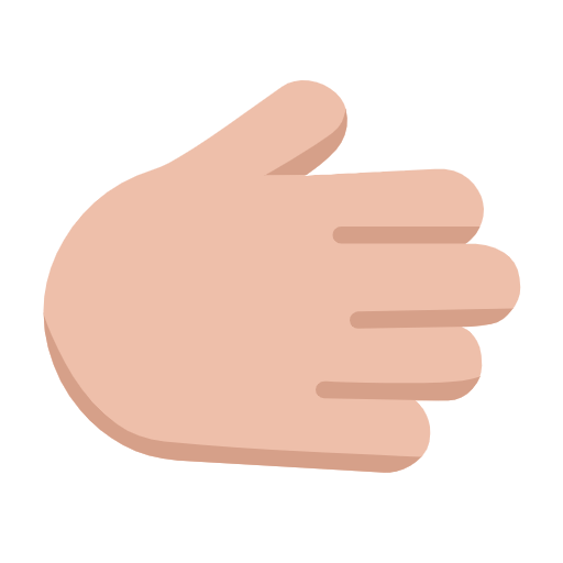 Microsoft design of the rightwards hand: medium-light skin tone emoji verson:Windows-11-23H2