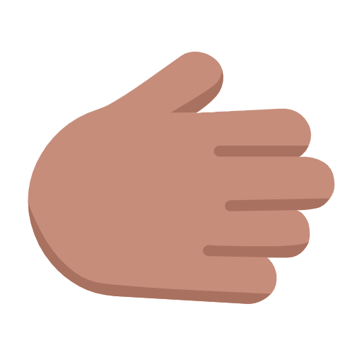 Microsoft design of the rightwards hand: medium skin tone emoji verson:Windows-11-23H2