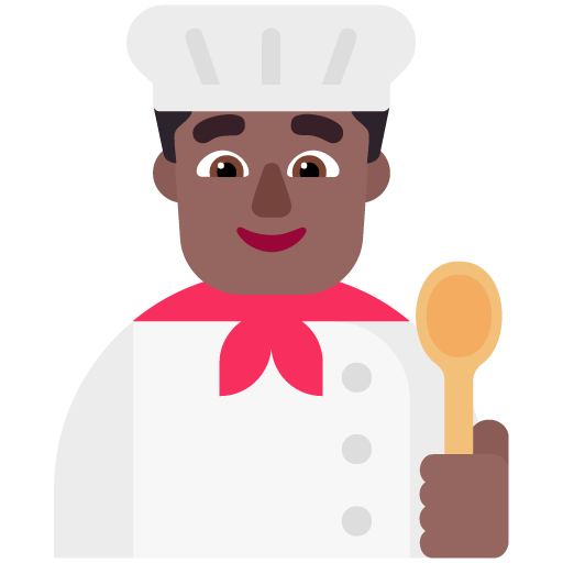 Microsoft design of the man cook: medium-dark skin tone emoji verson:Windows-11-22H2