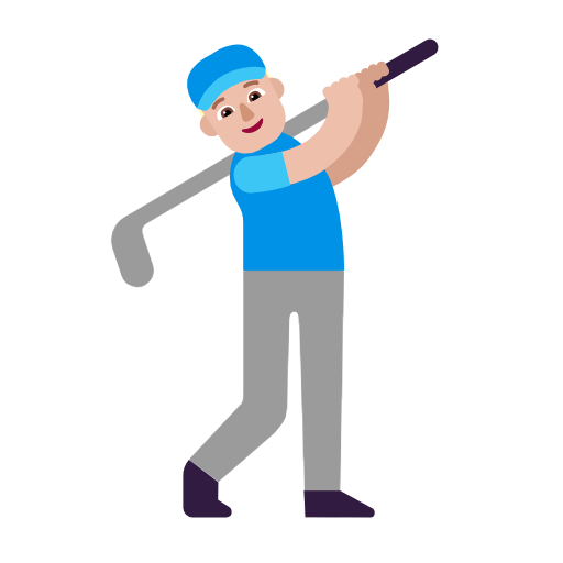 Microsoft design of the man golfing: medium-light skin tone emoji verson:Windows-11-23H2