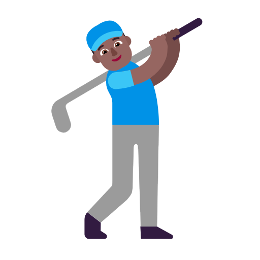 Microsoft design of the man golfing: medium-dark skin tone emoji verson:Windows-11-23H2