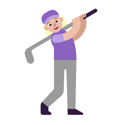 Microsoft design of the woman golfing: medium-light skin tone emoji verson:Windows-11-23H2