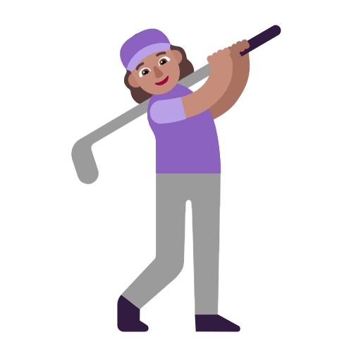 Microsoft design of the woman golfing: medium skin tone emoji verson:Windows-11-23H2