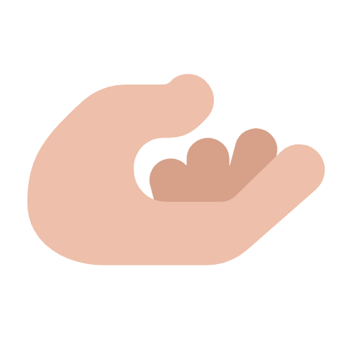 Microsoft design of the palm up hand: medium-light skin tone emoji verson:Windows-11-23H2