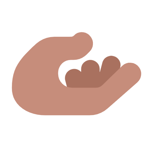 Microsoft design of the palm up hand: medium skin tone emoji verson:Windows-11-23H2