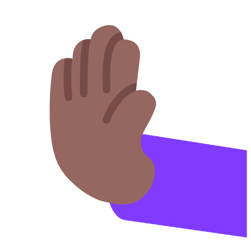 Microsoft design of the leftwards pushing hand: medium-dark skin tone emoji verson:Windows-11-23H2