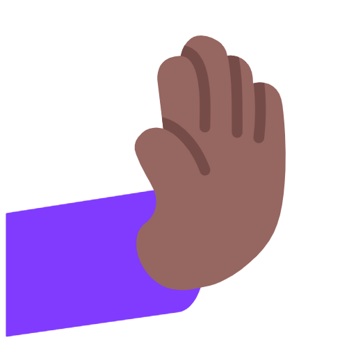 Microsoft design of the rightwards pushing hand: medium-dark skin tone emoji verson:Windows-11-23H2