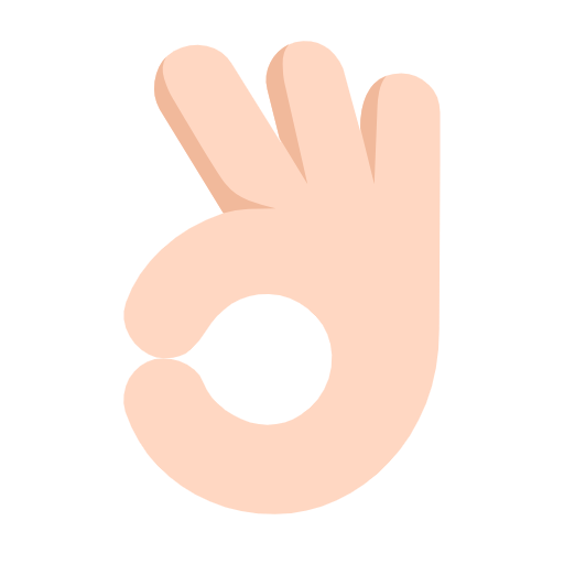 Microsoft design of the OK hand: light skin tone emoji verson:Windows-11-23H2