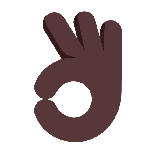 Microsoft design of the OK hand: dark skin tone emoji verson:Windows-11-23H2