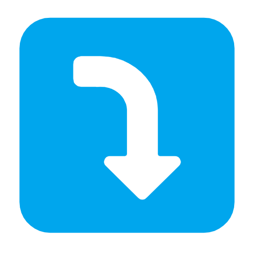 Microsoft design of the right arrow curving down emoji verson:Windows-11-23H2