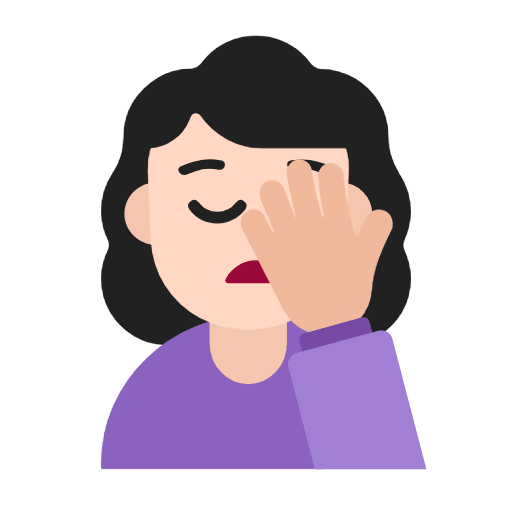 Microsoft Microsoft design of the woman facepalming: light skin tone emoji verson:Windows-11-23H2