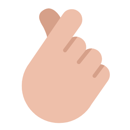 Microsoft design of the hand with index finger and thumb crossed: medium-light skin tone emoji verson:Windows-11-23H2