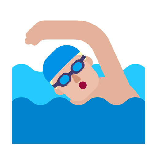 Microsoft design of the man swimming: medium-light skin tone emoji verson:Windows-11-23H2