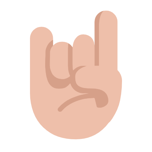 Microsoft design of the sign of the horns: medium-light skin tone emoji verson:Windows-11-23H2