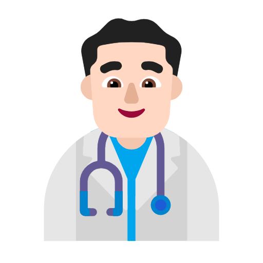 Microsoft design of the man health worker: light skin tone emoji verson:Windows-11-23H2