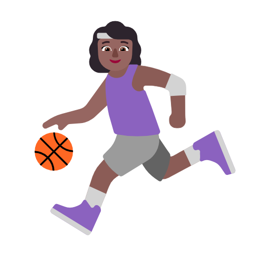 Microsoft design of the woman bouncing ball: medium-dark skin tone emoji verson:Windows-11-23H2