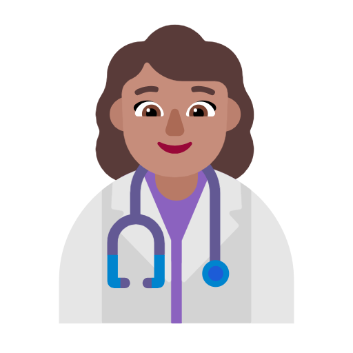 Microsoft design of the woman health worker: medium skin tone emoji verson:Windows-11-23H2