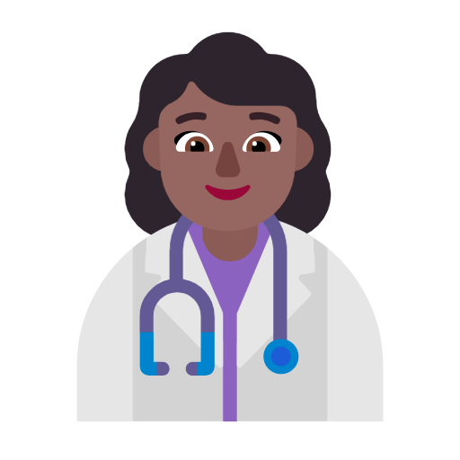 Microsoft design of the woman health worker: medium-dark skin tone emoji verson:Windows-11-23H2