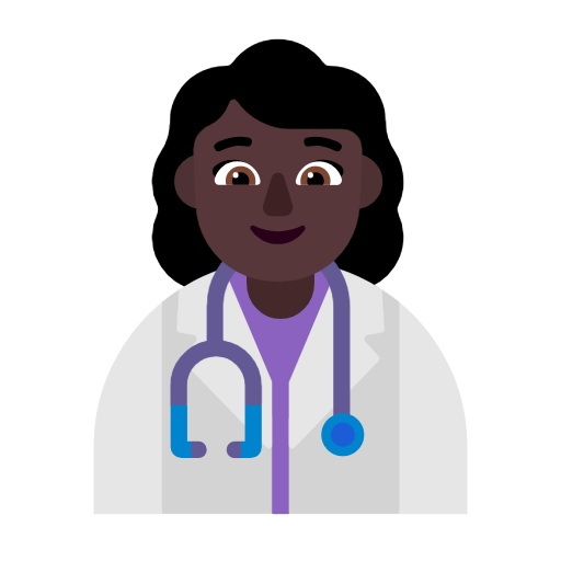 Microsoft design of the woman health worker: dark skin tone emoji verson:Windows-11-23H2