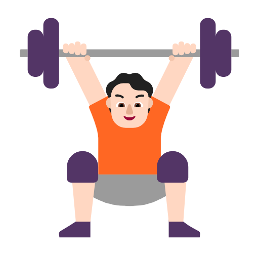 Microsoft design of the person lifting weights: light skin tone emoji verson:Windows-11-23H2
