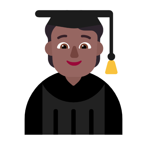 Microsoft design of the student: medium-dark skin tone emoji verson:Windows-11-23H2
