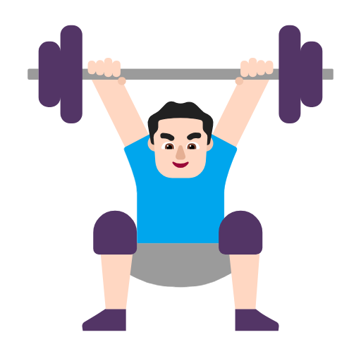 Microsoft design of the man lifting weights: light skin tone emoji verson:Windows-11-23H2