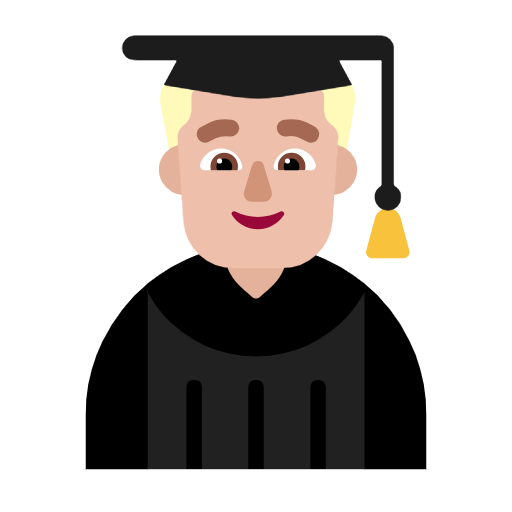 Microsoft design of the man student: medium-light skin tone emoji verson:Windows-11-23H2