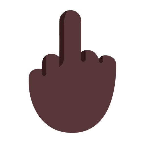 Microsoft design of the middle finger: dark skin tone emoji verson:Windows-11-23H2
