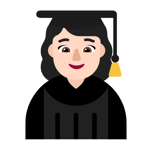 Microsoft design of the woman student: light skin tone emoji verson:Windows-11-23H2