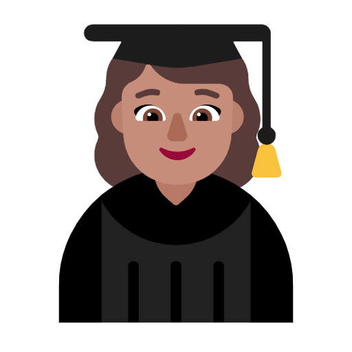 Microsoft design of the woman student: medium skin tone emoji verson:Windows-11-23H2