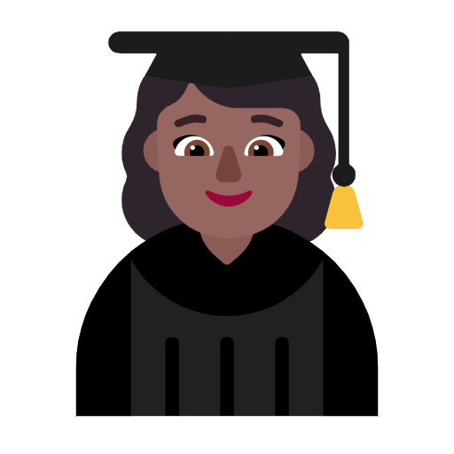 Microsoft design of the woman student: medium-dark skin tone emoji verson:Windows-11-23H2