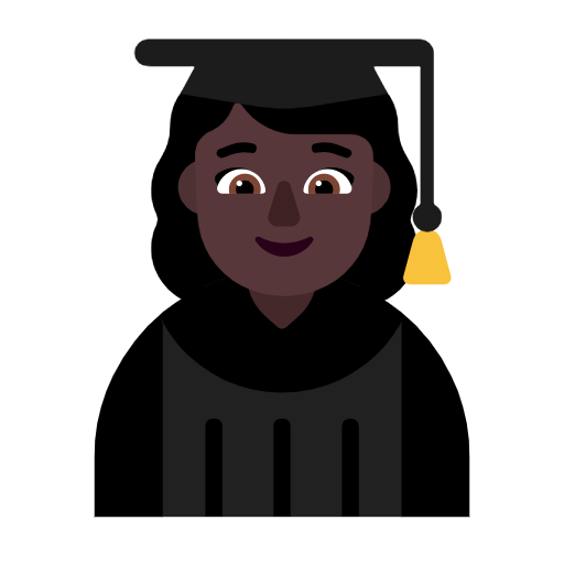 Microsoft design of the woman student: dark skin tone emoji verson:Windows-11-23H2