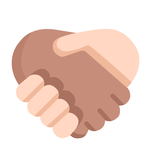 Microsoft design of the handshake: medium skin tone light skin tone emoji verson:Windows-11-23H2