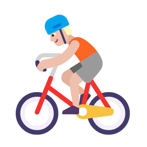 Microsoft design of the person biking: medium-light skin tone emoji verson:Windows-11-23H2
